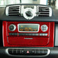 Red carbon-fiber CD panel sticker set with screen opening and button cutouts for dashboard