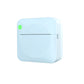 Blue pocket label printer, compact thermal design with front print slot
