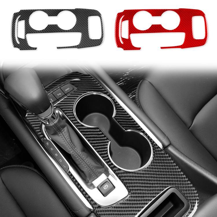 Pair of carbon-fiber style gear panel stickers in black and red
