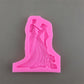 Bride and groom silicone mold cavity in pink, bride holding bouquet detail