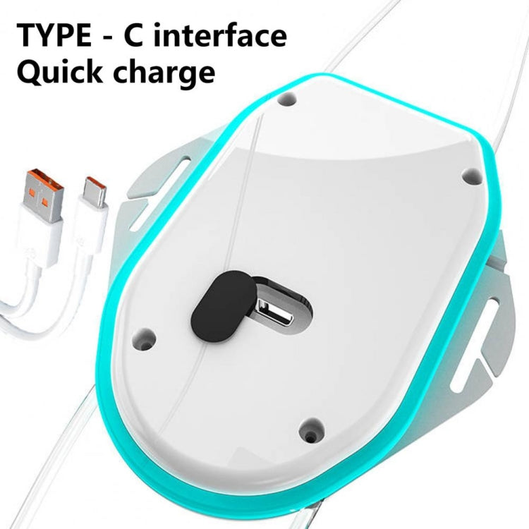 White charging controller with teal border and USB-C quick charge port
