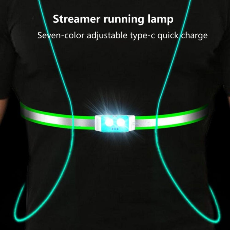 Running light chest strap with green LED glow and front controller module