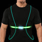 USB rechargeable running light chest strap with teal glowing LED lines