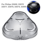 Shaver head protection cap cover with center notch and three hinged side tabs