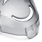 Close-up silver shaver head protection cap cover edge with curved cutout