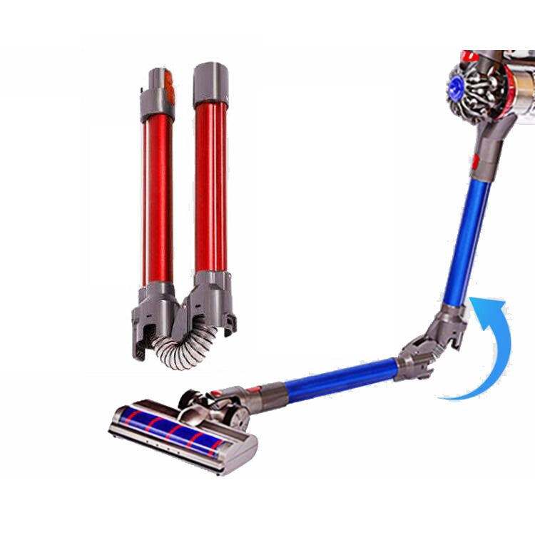 Red foldable extension rod set with grey connectors for vacuum attachments