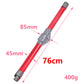Red foldable extension pipe with grey ends and size markings on the rod