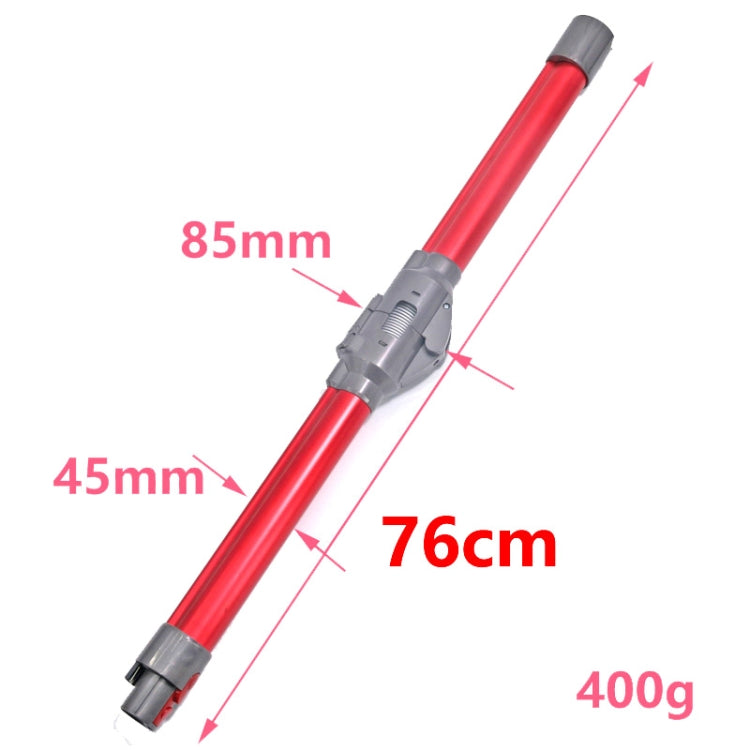 Red foldable extension pipe with grey ends and size markings on the rod