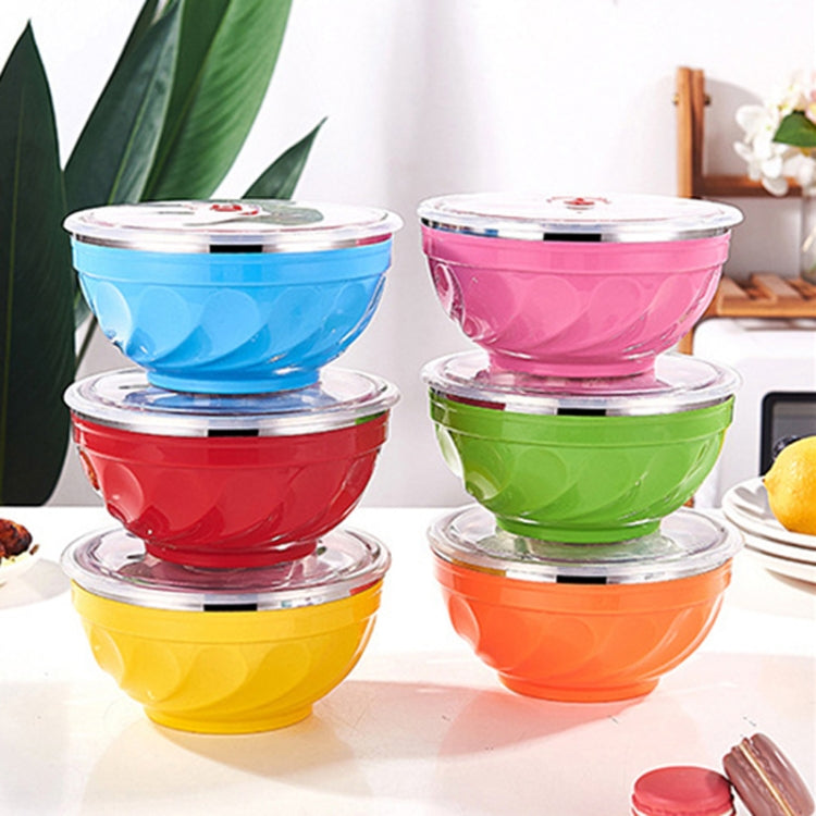 Stack of colorful insulated stainless steel kids bowls with clear matching lids