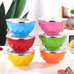 Set of colorful kids insulated stainless steel bowls with clear domed lids