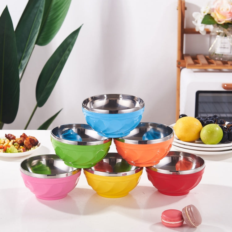 Assorted colorful double-layer stainless steel bowls with reflective lids for kids
