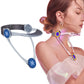 Blue adjustable neck brace with padded collar and star-shaped support pads.