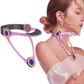Pink adjustable neck brace with padded collar and colorful ring support loops.