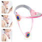 Transparent pink adjustable neck brace with padded collar and rainbow ring supports.