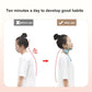 Blue adjustable neck brace around the neck with padded collar and support loops.