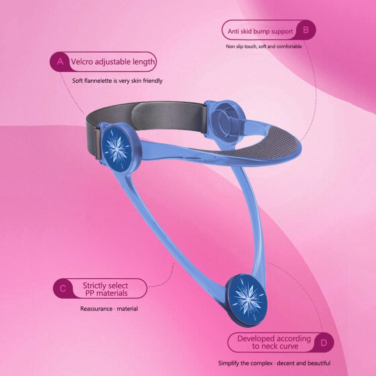 Blue adjustable neck brace with padded collar and double support bands.