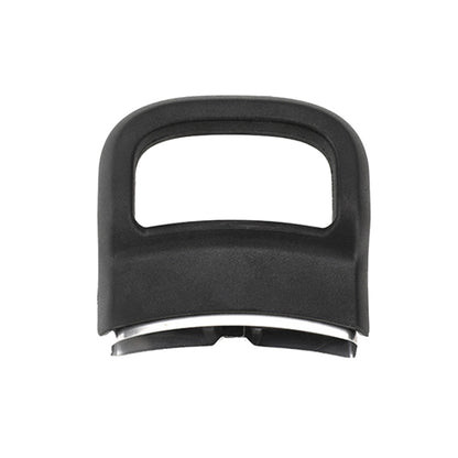 Heat-resistant pot handle ear with single hole, black rubber with metal insert