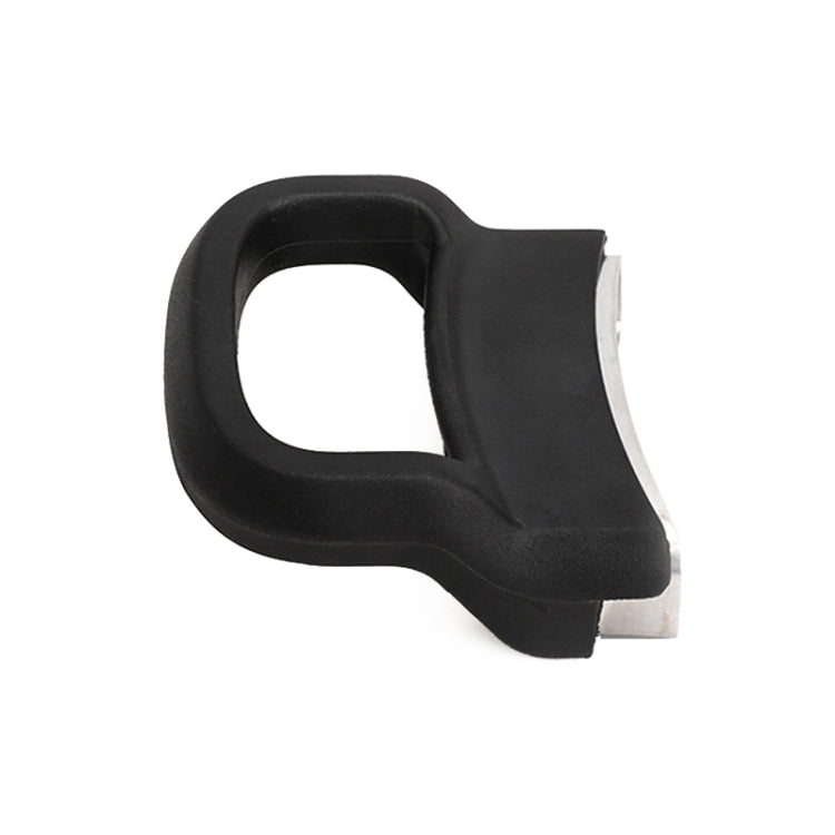 Heat-resistant pot handle ear, black rubber with silver metal insert