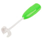 Green vegetable core digger with long white prong and serrated tip for coring