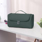 Dark green storage bag with top handle and front flap zip closure