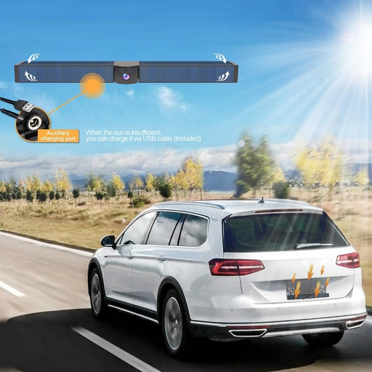 Wireless rear view camera transmitter bar with indicator lights attached above car