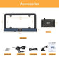 License plate frame camera kit with 4.3 in monitor, cables, mount, and manual
