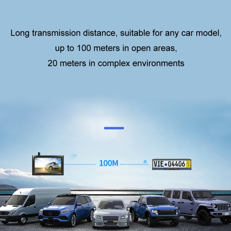 License plate frame camera transmission range diagram with monitor up to 100m
