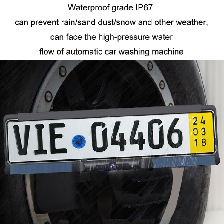 Waterproof license plate camera frame with VIE number plate and blue emblem