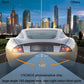 License plate frame camera on rear bumper with wide-angle 140-degree viewing overlay
