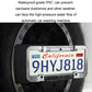 Waterproof solar license plate frame camera close-up showing the integrated camera module