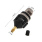 Inflatable paddle board air valve adapter with brass nozzle, black body, and gray cap