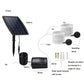 Solar aeration pump system diagram with solar panel, controller box, air pipe, and stones