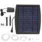 Solar aeration pump kit laid out, including solar panel, controller, stakes, and air tubing