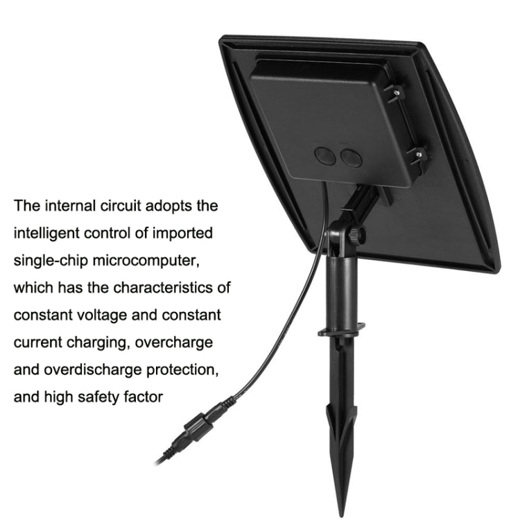 Solar aeration pump with pivoting solar panel and ground stake, black controller box