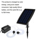 Solar aeration pump with solar panel, battery/control unit, and clear air tubing with stones