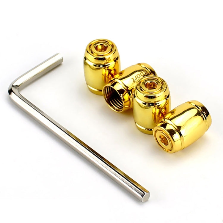 Gold tire valve stem caps with included L-shaped removal key