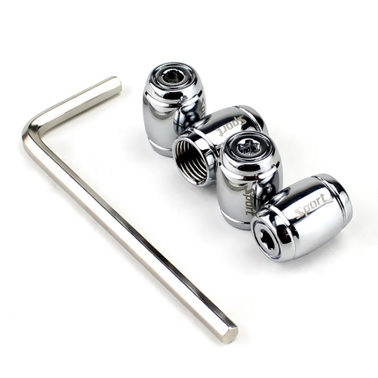 Silver chrome tire valve stem caps with L-shaped removal key