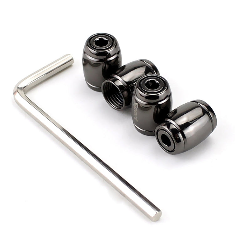Titanium black tire valve stem caps with L-shaped removal key