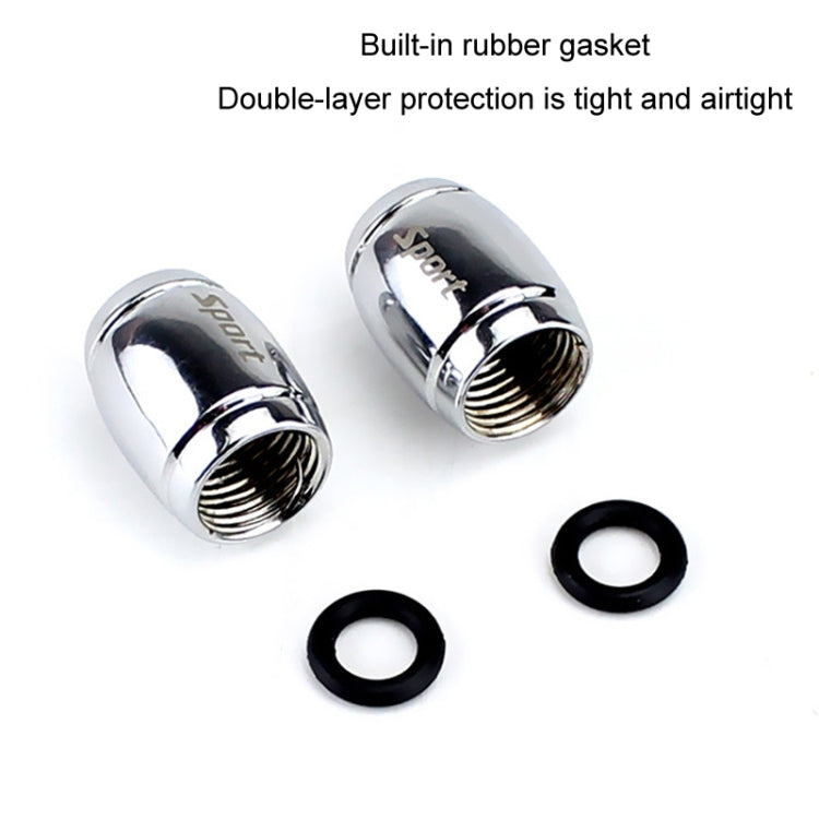 Chrome tire valve stem caps with rubber gasket, shown with washers
