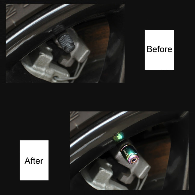 Chrome tire valve stem cap installed on car wheel valve stem