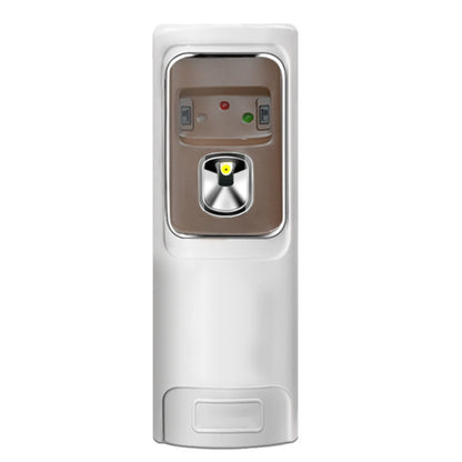 White automatic light-sensor fragrance sprayer for toilets with front nozzle panel