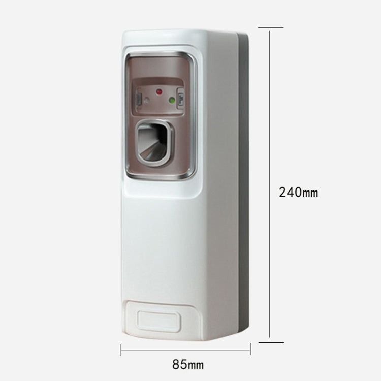 White automatic fragrance sprayer with size dimensions shown (85mm x 240mm)