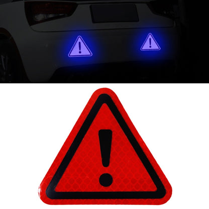 Red triangular reflective warning sticker with exclamation mark icon