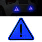 Blue triangular reflective warning sticker with exclamation mark icon