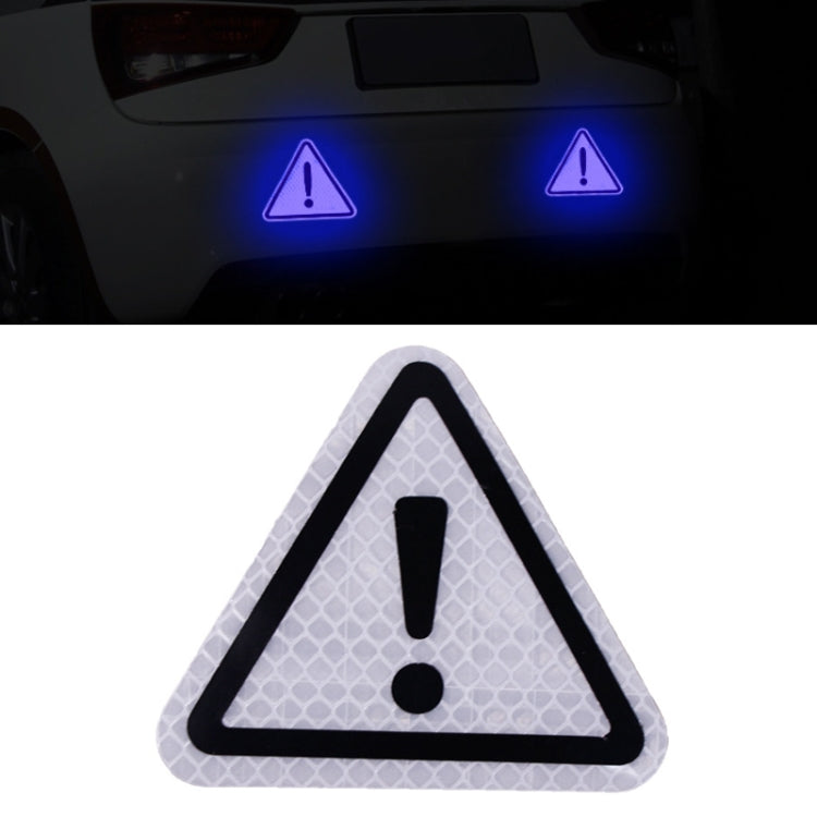 White/silver triangular reflective warning sticker with exclamation mark icon