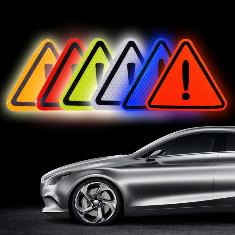 Reflective car warning triangle stickers, assorted red, yellow, blue, green hazard icons