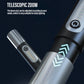 Telescopic zoom LED flashlight with side power button and glowing indicator