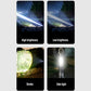 LED flashlight light modes icons: high, low, strobe, and side light