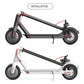 Scooter installation diagram showing front accessory clamp on black and white models