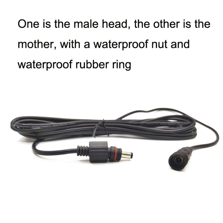 5m black DC extension cable with male plug and round female jack